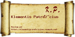 Klementis Patrícius névjegykártya